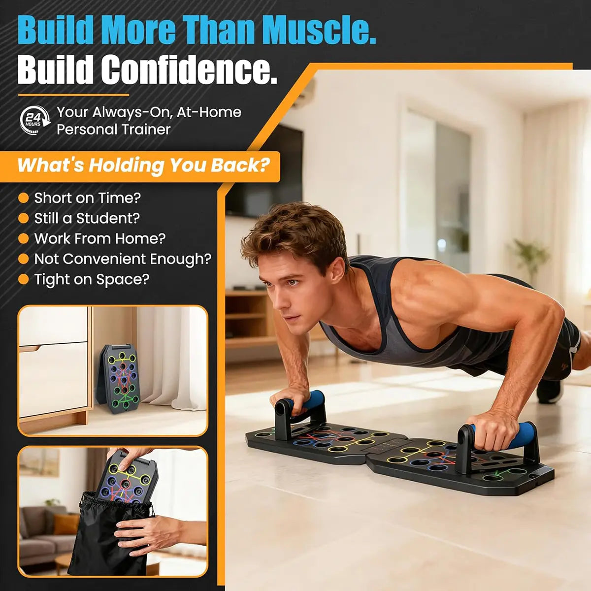 Enhanced Push-Up Board Fitness Kit with 28 Holes, Portable Home Exercise Equipment for Chest, Arms & Core, Includes Resistance Band & Upper Body Toner for Men & Women Summervibes Summerwins