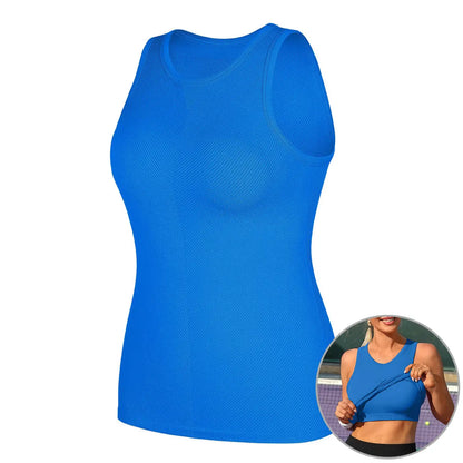 ATTRACO Women'S Seamless High Neck Workout Tank Top with Built-In Bra & Removable Padding for Yoga & Gym Training Summerwins