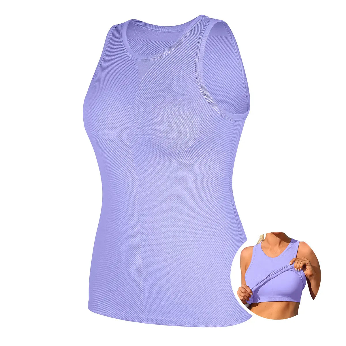 ATTRACO Women'S Seamless High Neck Workout Tank Top with Built-In Bra & Removable Padding for Yoga & Gym Training Summerwins