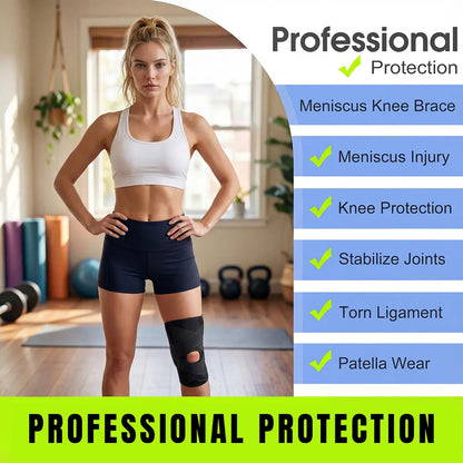 Knee Brace with Side Stabilizers for Meniscal Tear Knee Pain ACL MCL Arthritis Injuries Recovery, Breathable Adjustable Knee Support for Men and Women Black Healthcare Side Staoilizer Knee Compression Wrap