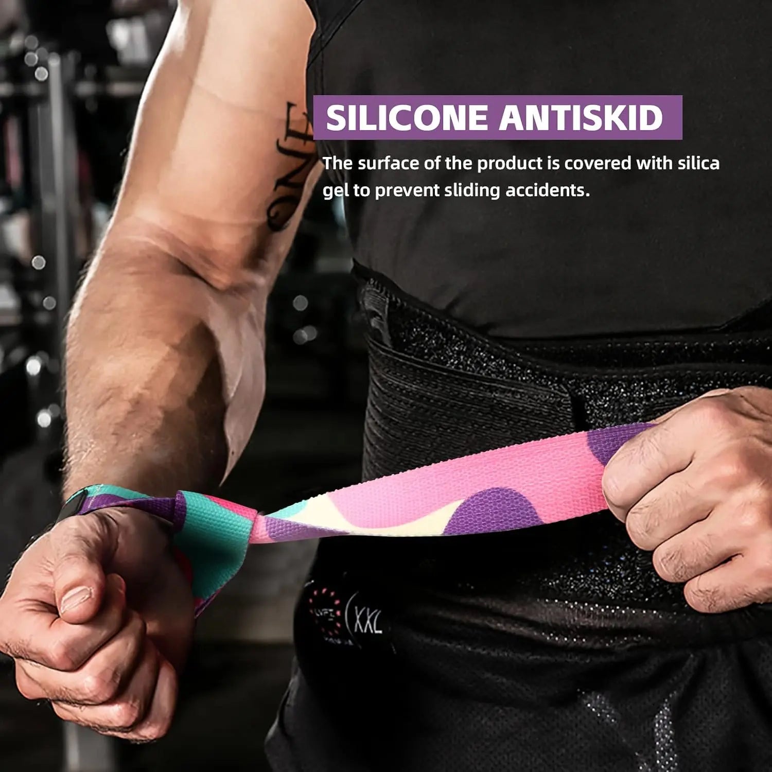 Non-Slip Silicone Weightlifting Deadlift Straps with Wrist Guards, Ideal for Gym Workouts, Strength Training Accessories for Men & Women, Fitness Bands
