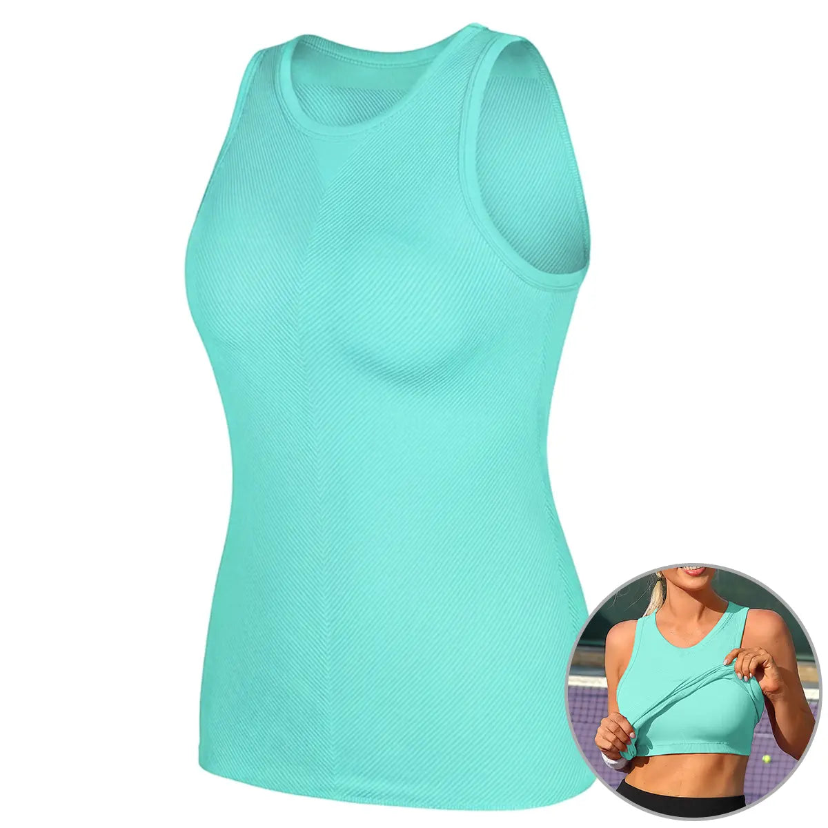 ATTRACO Women'S Seamless High Neck Workout Tank Top with Built-In Bra & Removable Padding for Yoga & Gym Training Summerwins
