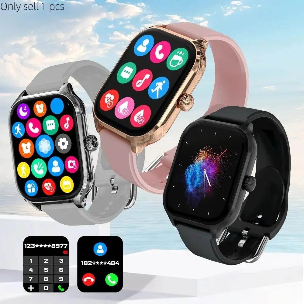 H9 Max Men Women Sports Watch, Fitness Smart Watch, Digital Smart Watch, 2.01 Inch Dial, Calls, Music, Calculator, Silicone Charging, USB, Message Preview, DIY Dial, Weather, Compatible with Android & Ios Phone, Waterproof Smart Watch