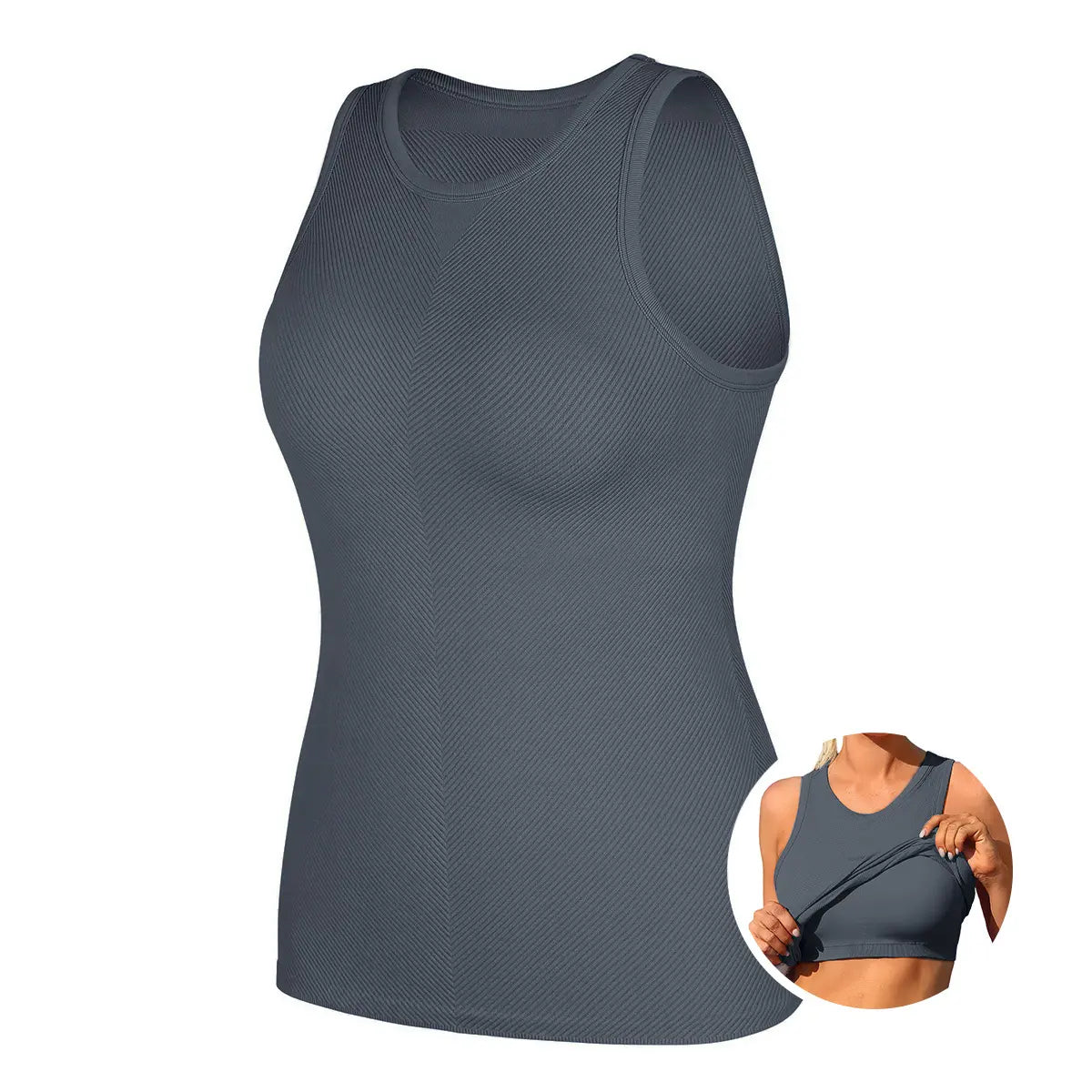 ATTRACO Women'S Seamless High Neck Workout Tank Top with Built-In Bra & Removable Padding for Yoga & Gym Training Summerwins