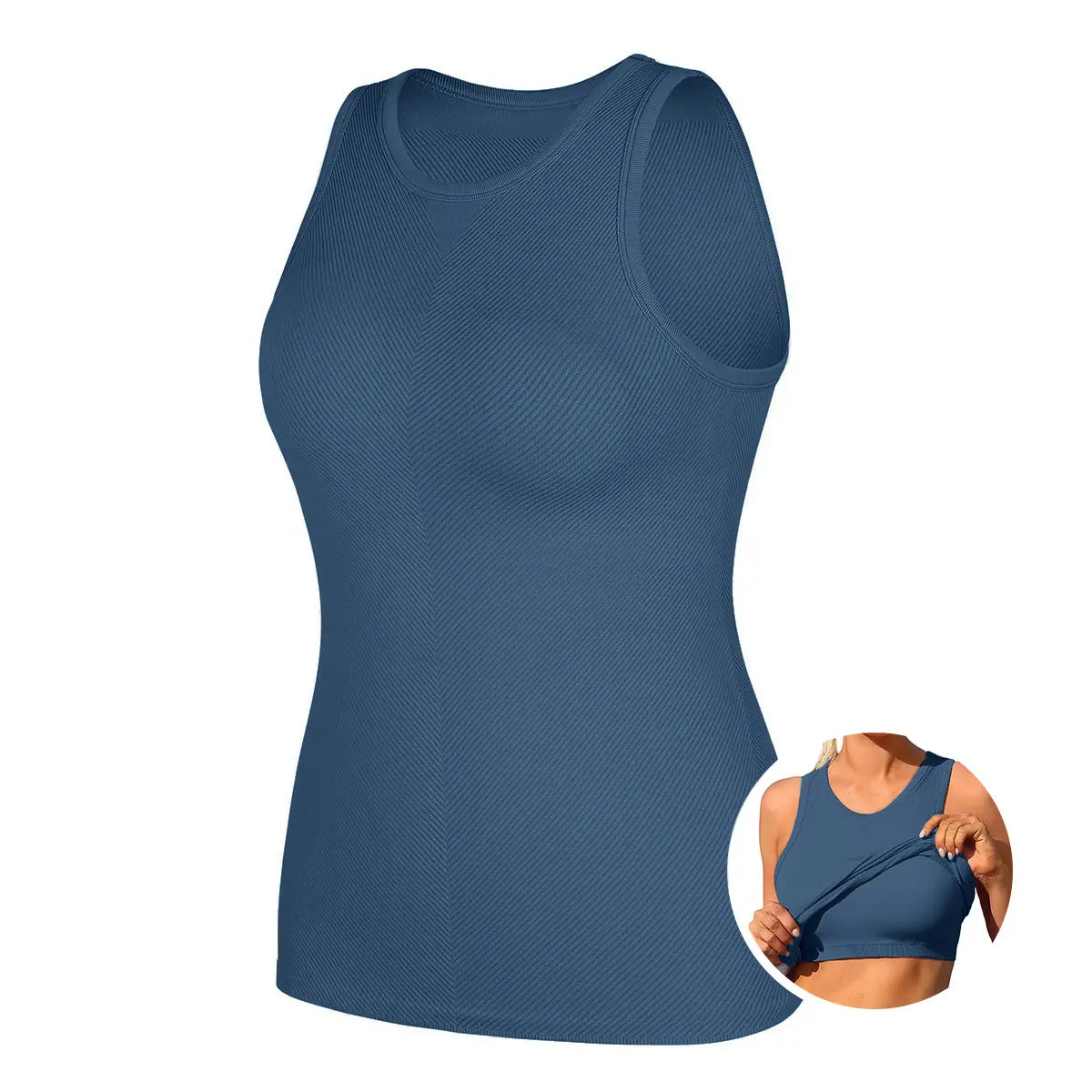 ATTRACO Women'S Seamless High Neck Workout Tank Top with Built-In Bra & Removable Padding for Yoga & Gym Training Summerwins