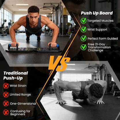 Enhanced Push-Up Board Fitness Kit with 28 Holes, Portable Home Exercise Equipment for Chest, Arms & Core, Includes Resistance Band & Upper Body Toner for Men & Women Summervibes Summerwins