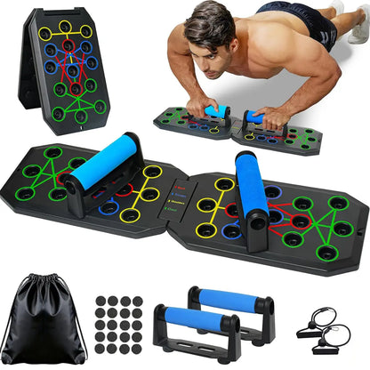 Enhanced Push-Up Board Fitness Kit with 28 Holes, Portable Home Exercise Equipment for Chest, Arms & Core, Includes Resistance Band & Upper Body Toner for Men & Women Summervibes Summerwins