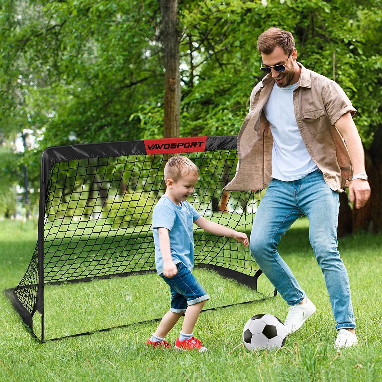 Kids Soccer Goals for Backyard Set - 2 of 4' X 3' Portable Soccer Goal Training Equipment, Pop up Toddler Soccer Net with Soccer Ball, Soccer Set for Kids and Youth Outdoor Games, Sports, Play
