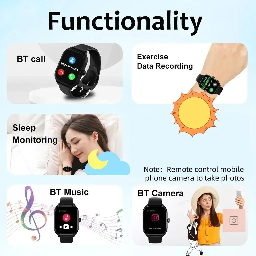 H9 Max Men Women Sports Watch, Fitness Smart Watch, Digital Smart Watch, 2.01 Inch Dial, Calls, Music, Calculator, Silicone Charging, USB, Message Preview, DIY Dial, Weather, Compatible with Android & Ios Phone, Waterproof Smart Watch